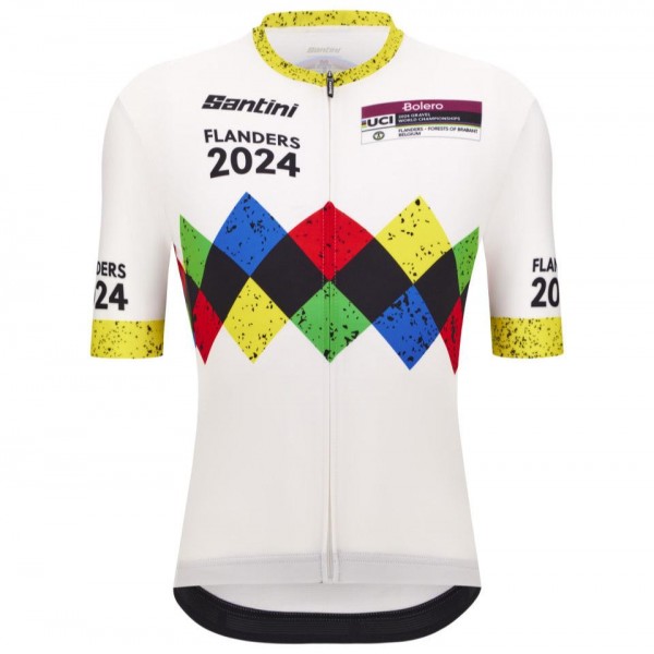Abbigliamento uomo Santini UCI Gravel World Championship Fiandre 2024 Maglia - Bianco Abbigliamento uomo Santini UCI Gravel World Championship Fiandre 2024 Maglia - Bianco