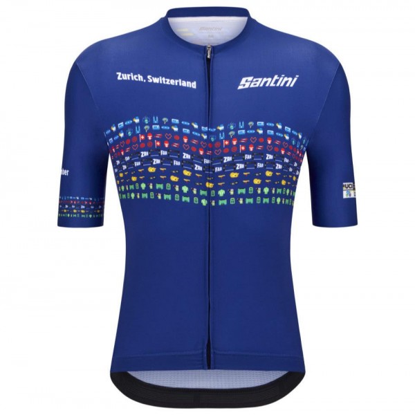 Abbigliamento uomo Zurigo 2024 Maglia Santini UCI Masters World Champion - Blu Abbigliamento uomo Zurigo 2024 Maglia Santini UCI Masters World Champion - Blu