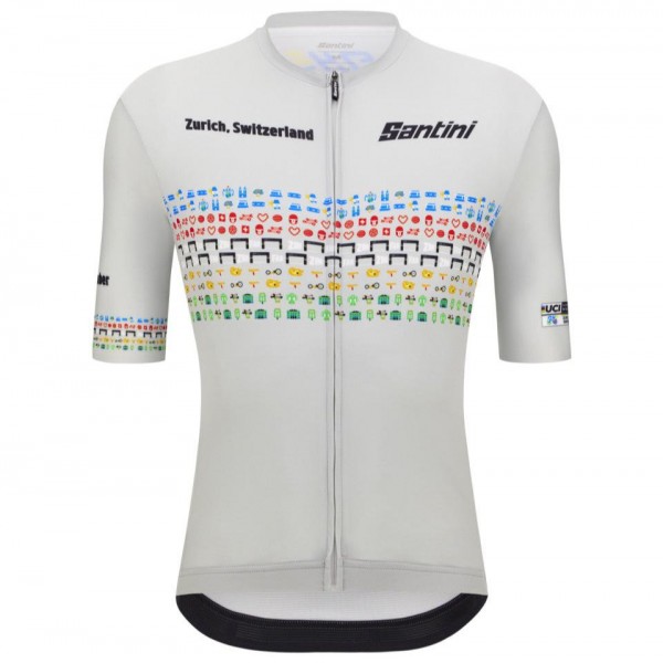 Abbigliamento uomo Zurigo 2024 Maglia Santini UCI Masters World Champion - Grigio Abbigliamento uomo Zurigo 2024 Maglia Santini UCI Masters World Champion - Grigio