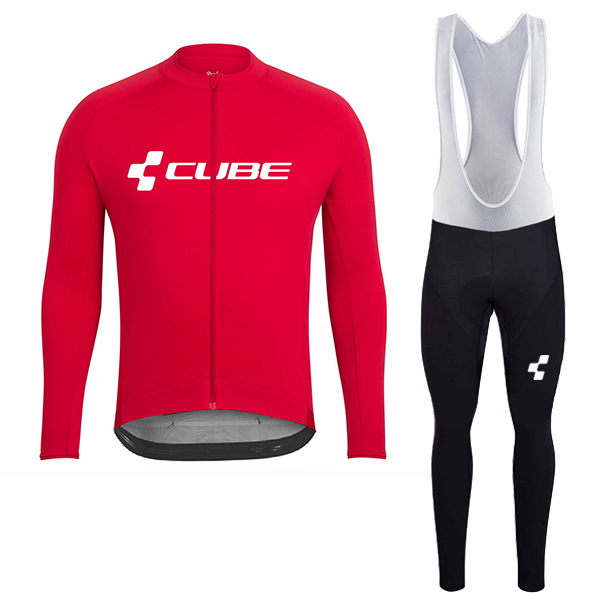 2018 Cube rosso Abbigliamento Ciclismo Maglia Ciclismo Manica Lunga e Salopette Lunga 41613XR