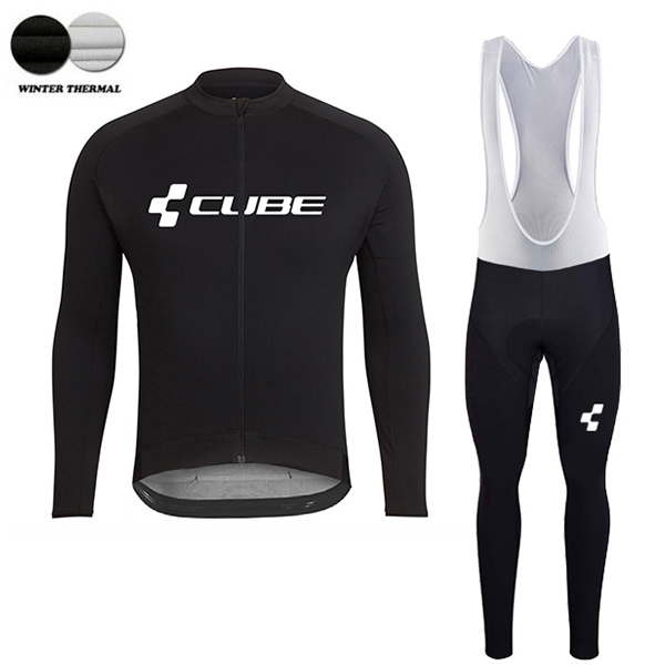 2018 Cube nero winter thermal fleece Abbigliamento Ciclismo Maglia Ciclismo Manica Lunga e Salopette Lunga 54159JY