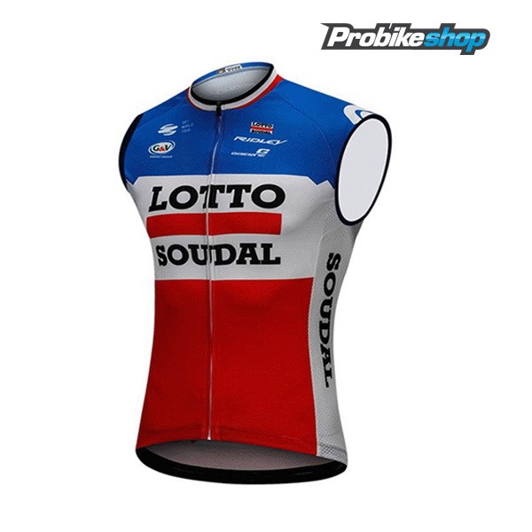 2018 Lotto Soudal blu bianco rosso Maglia senza maniche Online 17345TN