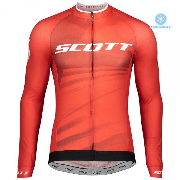 Completo Ciclismo 2020 Scott RC Pro rosso Squadre thermique Maglia Ciclismo Manica Lunga