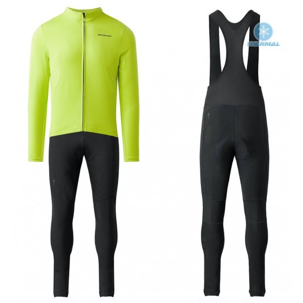 Completo Ciclismo 2020 Specialized giallo Squadre thermique Maglia Ciclismo Manica Lunga e Salopette Lunga