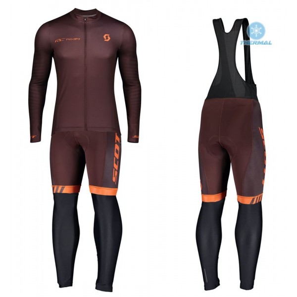 Completo Ciclismo 2020 Scott RC 1.0 Claret Squadre thermique Maglia Ciclismo Manica Lunga e Salopette Lunga