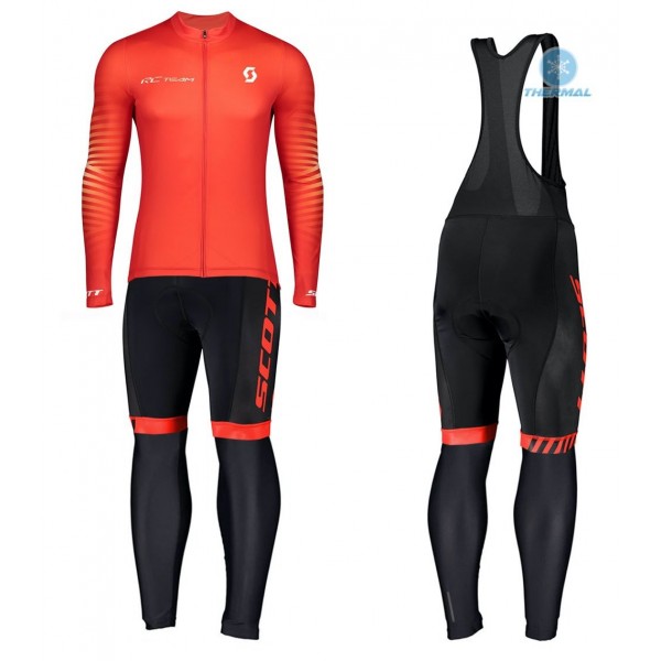 Completo Ciclismo 2020 Scott RC 1.0 Fiery Squadre thermique Maglia Ciclismo Manica Lunga e Salopette Lunga