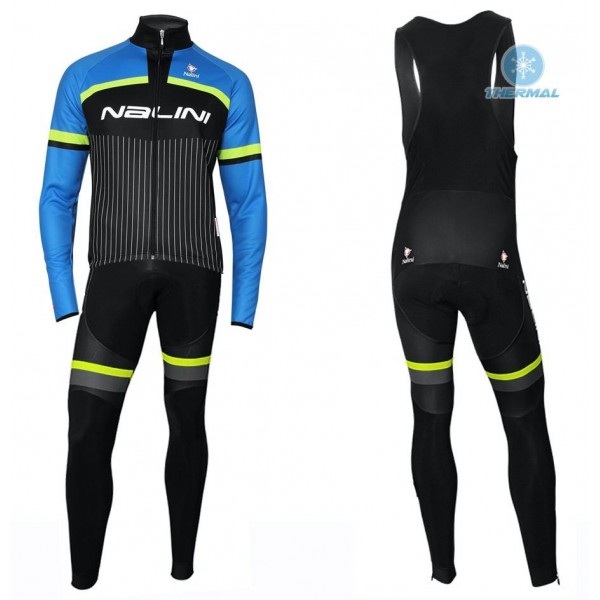 Completo Ciclismo 2020 Nalini Thebe nero-blu Squadre thermique Maglia Ciclismo Manica Lunga e Salopette Lunga