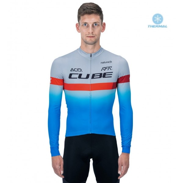 Completo Ciclismo 2020 CUBE blu Pro Squadre thermique Maglia Ciclismo Manica Lunga