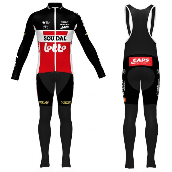 Completo Ciclismo 2020 Lotto Soudal rosso Squadre Maglia Ciclismo Manica Lunga e Salopette