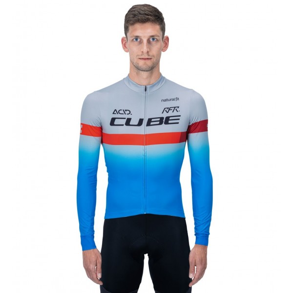 Completo Ciclismo 2020 CUBE blu Pro Squadre Maglia Ciclismo Manica Lunga