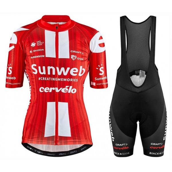Completo Ciclismo 2020 SUMWEB rosso Donna MSquadre abbigliamento Bici Completo Maglia Ciclismo Corta e Salopette