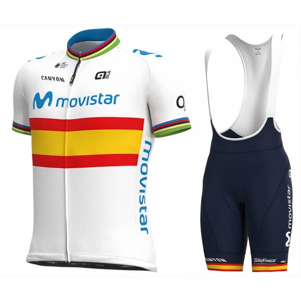 Completo Ciclismo 2020 Movistar Spain champion MSquadre abbigliamento Bici Completo Maglia Ciclismo Corta e Salopette