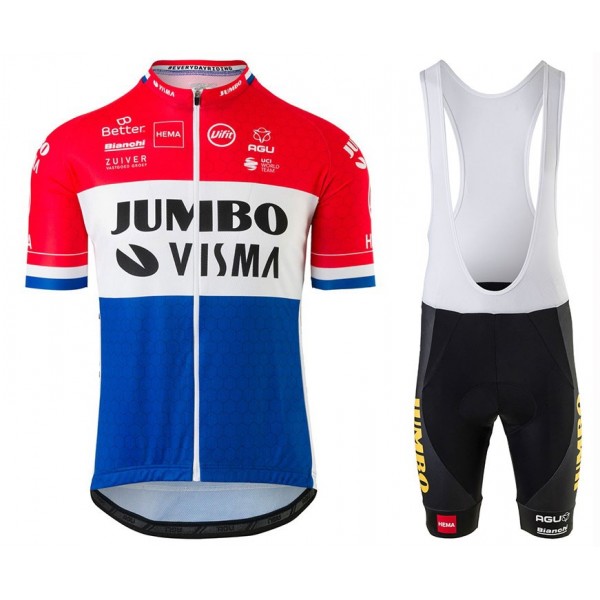 Completo Ciclismo 2020 JUMBO-VISMA Dutch champion MSquadre abbigliamento Bici Completo Maglia Ciclismo Corta e Salopette