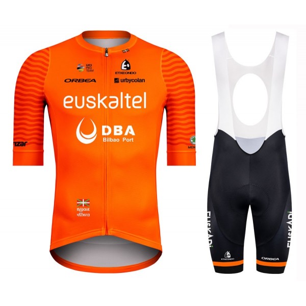 Completo Ciclismo 2020 Euskaltel Euskadi Orange MSquadre abbigliamento Bici Completo Maglia Ciclismo Corta e Salopette