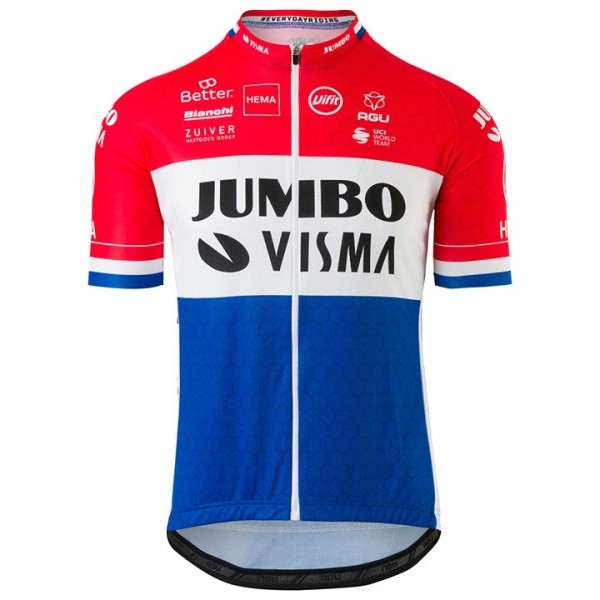 Completo Ciclismo 2020 JUMBO-VISMA Dutch champion Squadre Maglia Ciclismo Manica Corta