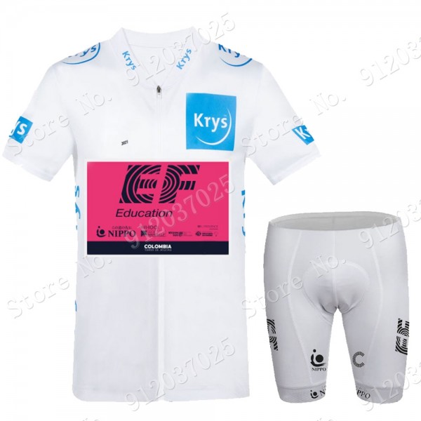 White EF Education Frist Tour De France 2021 Team abbigliamento Bici Completo Maglia Ciclismo Corta + pantaloncini l8m9wN