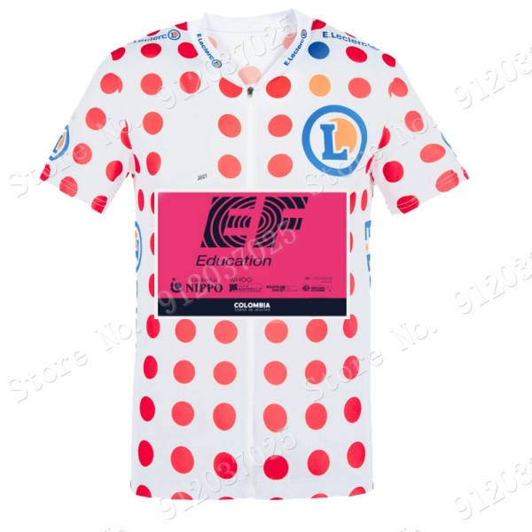 Polka Dot EF Education Frist Tour De France 2021 Team Maglia Ciclismo Manica Corta lPogcD