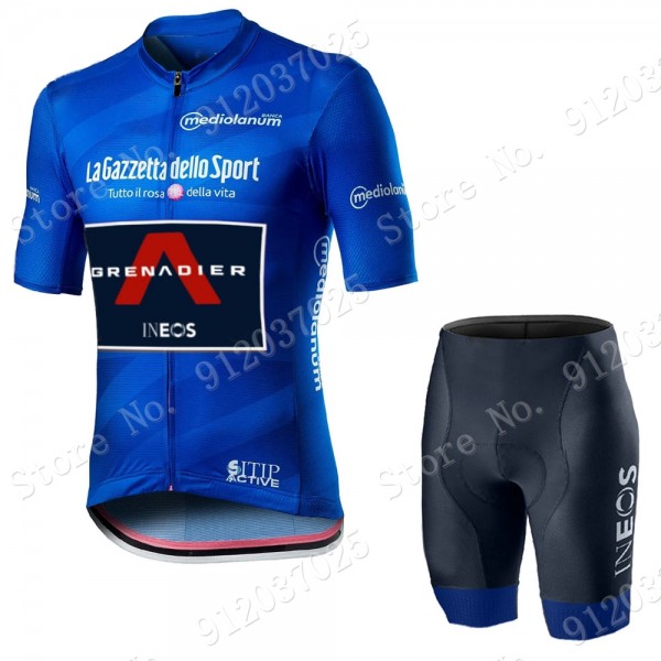Blue giro d'italia 2021 Ineos Grenaider abbigliamento Bici Completo Maglia Ciclismo Corta + pantaloncini 42doeE