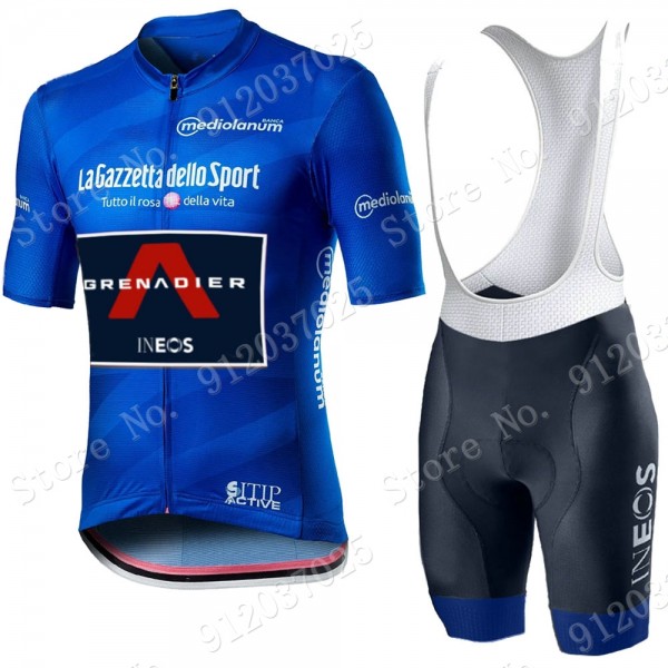 Blue giro d'italia 2021 Ineos Grenaider abbigliamento Bici Completo Maglia Ciclismo Corta e Salopette 4g0j13