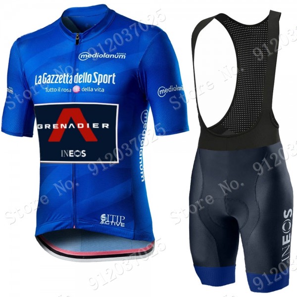 Blue giro d'italia 2021 Ineos Grenaider abbigliamento Bici Completo Maglia Ciclismo Corta e Salopette E6DEOb