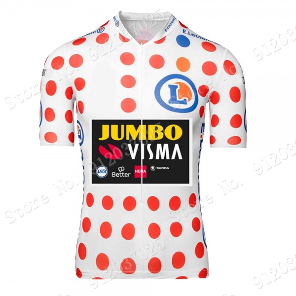Polka Dot Jumbo Visma Tour De France 2021 Team Maglia Ciclismo Manica Corta mrcUf0