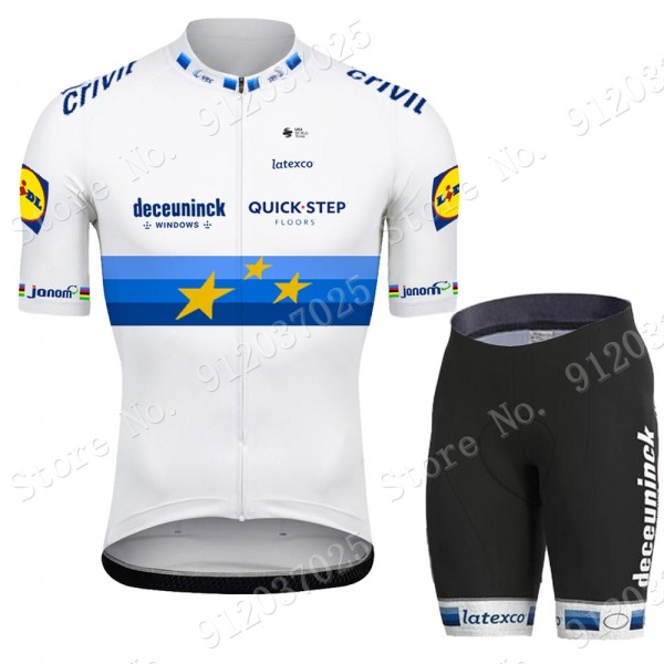 Deceuninck quick step 2021 European Champion Team abbigliamento Bici Completo Maglia Ciclismo Corta e Salopette BGh8es