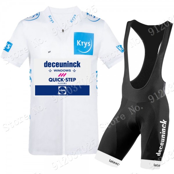White Deceuninck quick step Tour De France 2021 Team abbigliamento Bici Completo Maglia Ciclismo Corta e Salopette DFtg85