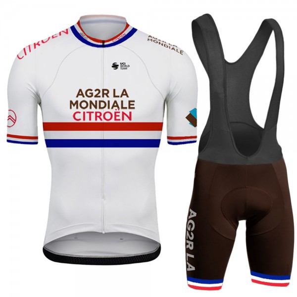 Ag2r France Champion Pro Team 2021 abbigliamento Bici Completo Maglia Ciclismo Corta e Salopette 3gj0PS