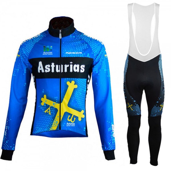 Asturias Pro Team 2021 Abbigliamento Maglia Ciclismo Manica Lunga e Salopette Lunga vqVdy7