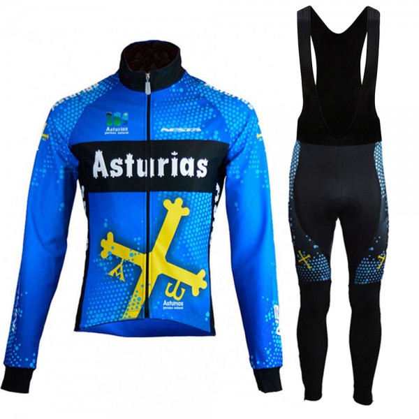 Asturias Pro Team 2021 Abbigliamento Maglia Ciclismo Manica Lunga e Salopette Lunga xowGpc