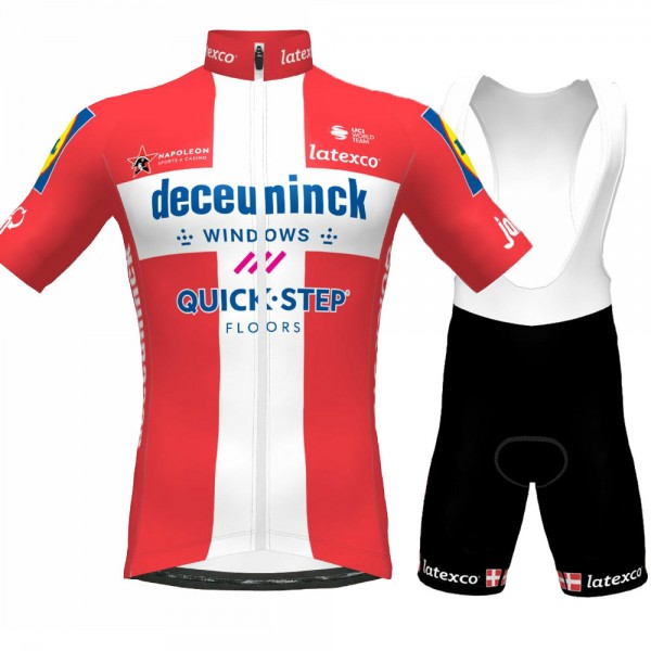 CHAMPION DANMARK Pro Team 2021 abbigliamento Bici Completo Maglia Ciclismo Corta e Salopette UOnEgG