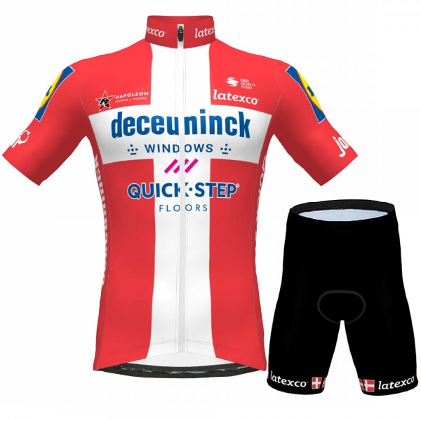 CHAMPION DANMARK Pro Team 2021 abbigliamento Bici Completo Maglia Ciclismo Corta e Salopette vsQteL