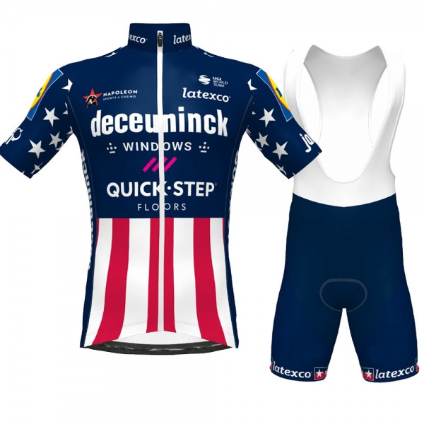 CHAMPION USA Pro Team 2021 abbigliamento Bici Completo Maglia Ciclismo Corta e Salopette Cdekmc