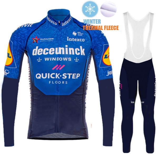 2021 Winter Fleece Deceuninck quick step Pro Team Abbigliamento Maglia Ciclismo Manica Lunga e Salopette Lunga GmoBgx