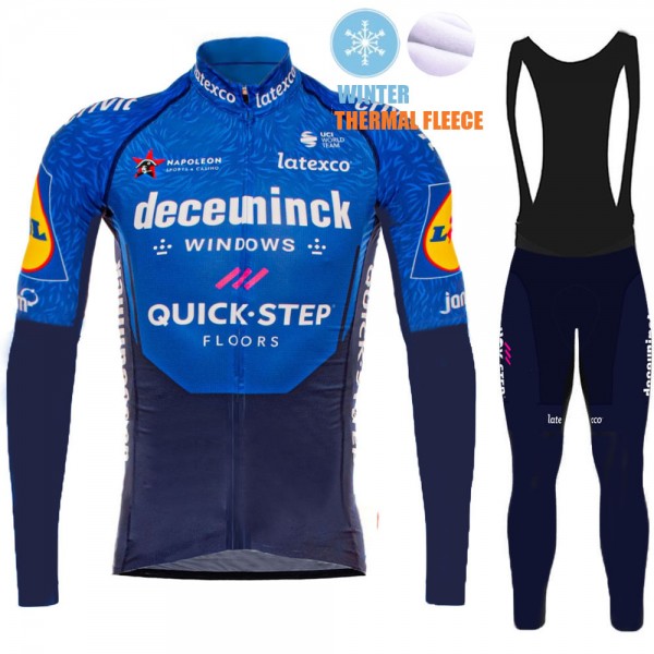 2021 Winter Fleece Deceuninck quick step Pro Team Abbigliamento Maglia Ciclismo Manica Lunga e Salopette Lunga usNESP