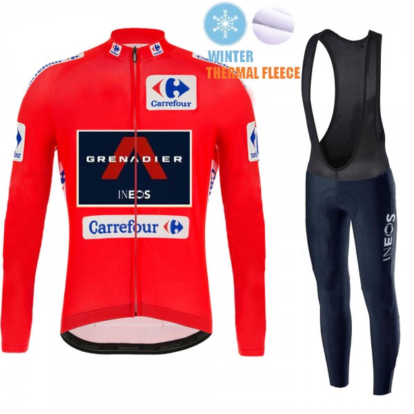 Winter Fleece INEOS Grenadier Spanish Pro Team 2021 Abbigliamento Maglia Ciclismo Manica Lunga e Salopette Lunga 14XTek