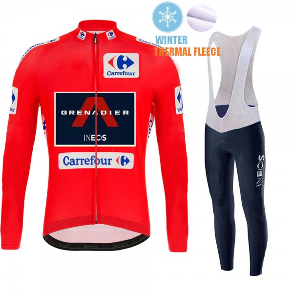 Winter Fleece INEOS Grenadier Spanish Pro Team 2021 Abbigliamento Maglia Ciclismo Manica Lunga e Salopette Lunga WqJ02J