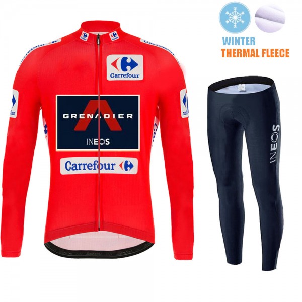 Winter Fleece INEOS Grenadier Spanish Pro Team 2021 Abbigliamento Maglia Ciclismo Manica Lunga e Salopette Lunga suJDxR