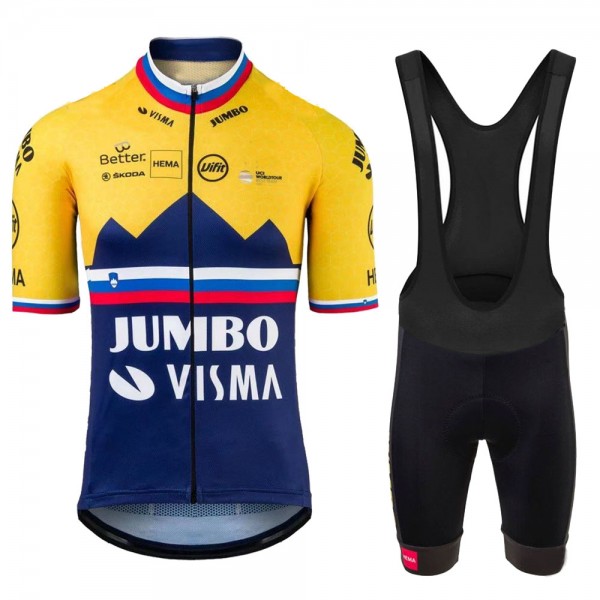 Jumbo Visma SLovenia Pro 2021 Team abbigliamento Bici Completo Maglia Ciclismo Corta e Salopette CQpqS7