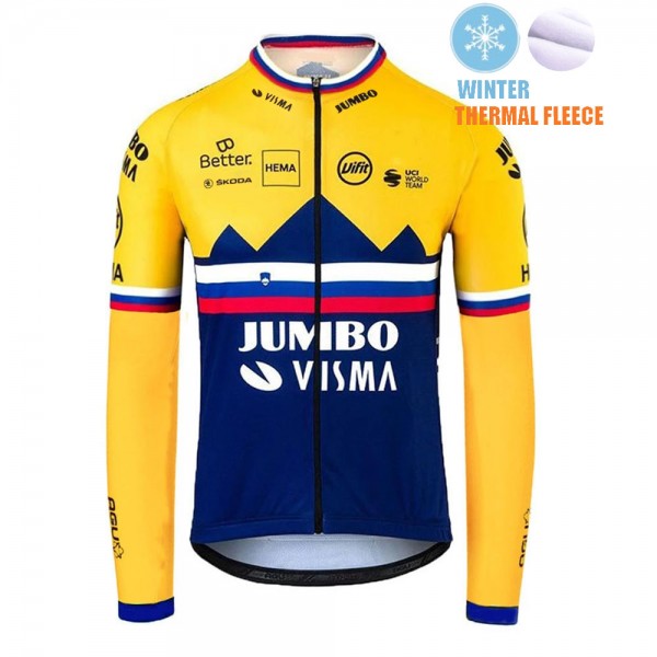 Winter Fleece Jumbo Visma SLovenia Pro Team 2021 Maglia Ciclismo Manica Corta jzf9Y2