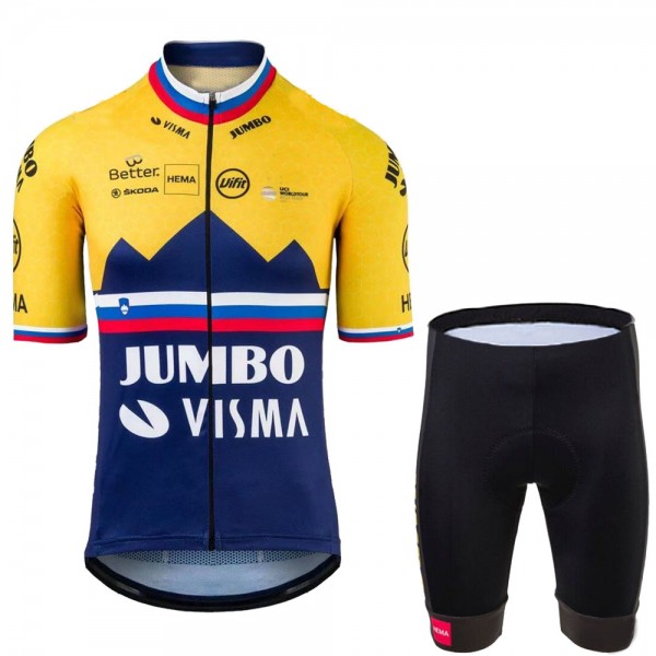 Jumbo Visma SLovenia Pro 2021 Team abbigliamento Bici Completo Maglia Ciclismo Corta e Salopette snuVwu