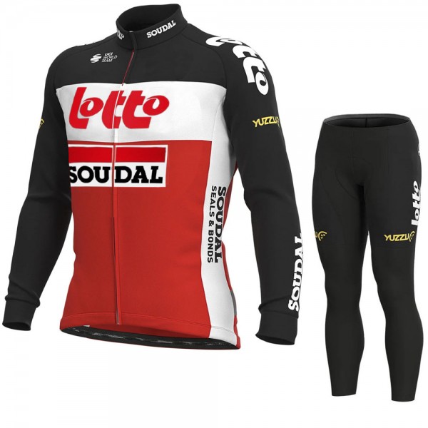 2021 Lotto Soudal Pro Team Abbigliamento Maglia Ciclismo Manica Lunga e Salopette Lunga arqoOz