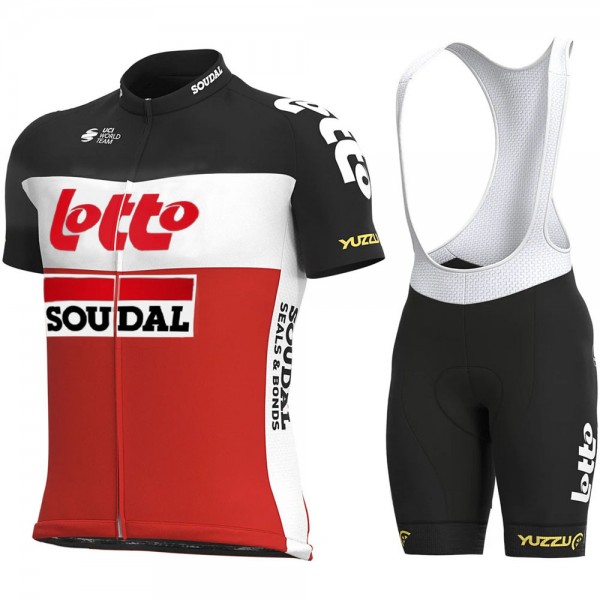 2021 Lotto Soudal Pro Team abbigliamento Bici Completo Maglia Ciclismo Corta e Salopette iZpMrT
