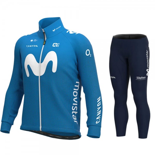 2021 Movistar Pro Team Abbigliamento Maglia Ciclismo Manica Lunga e Salopette Lunga hXc3KX