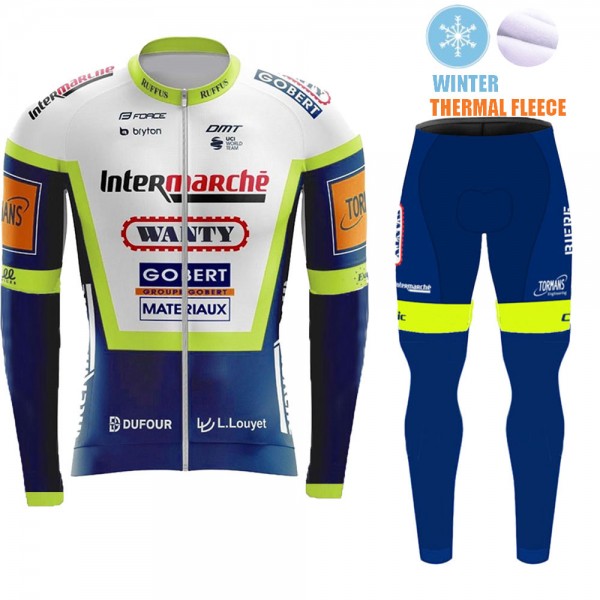 Winter Fleece Wanty Pro Team 2021 Abbigliamento Maglia Ciclismo Manica Lunga e Salopette Lunga aKAQiI