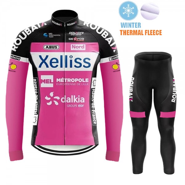 Winter Fleece Xelliss Pro Team 2021 Abbigliamento Maglia Ciclismo Manica Lunga e Salopette Lunga BWLlSd
