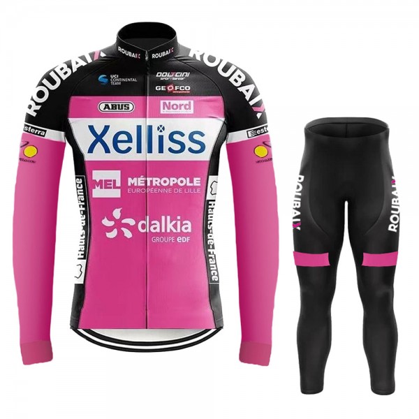 Xelliss Pro Team 2021 Abbigliamento Maglia Ciclismo Manica Lunga e Salopette Lunga kGipWI