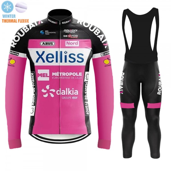 Winter Fleece Xelliss Pro Team 2021 Abbigliamento Maglia Ciclismo Manica Lunga e Salopette Lunga yUss6O