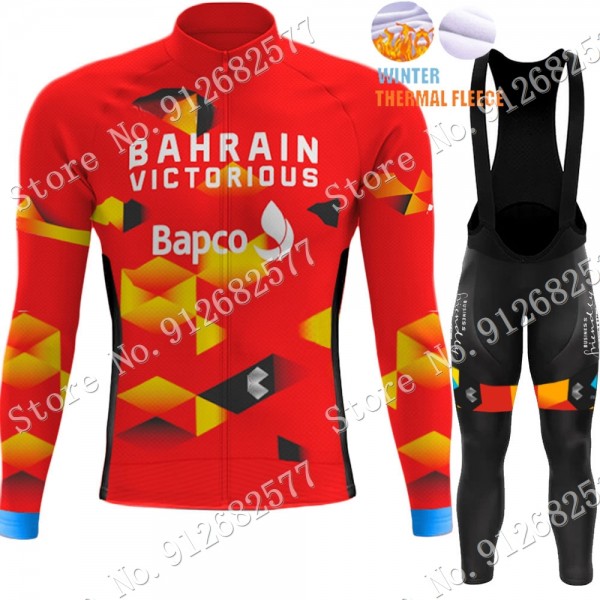 2022 Winter Bahrain Victorious Pro Team Abbigliamento Ciclismo Maglia Ciclismo Manica Lunga e Salopette Lunga QdTjJ