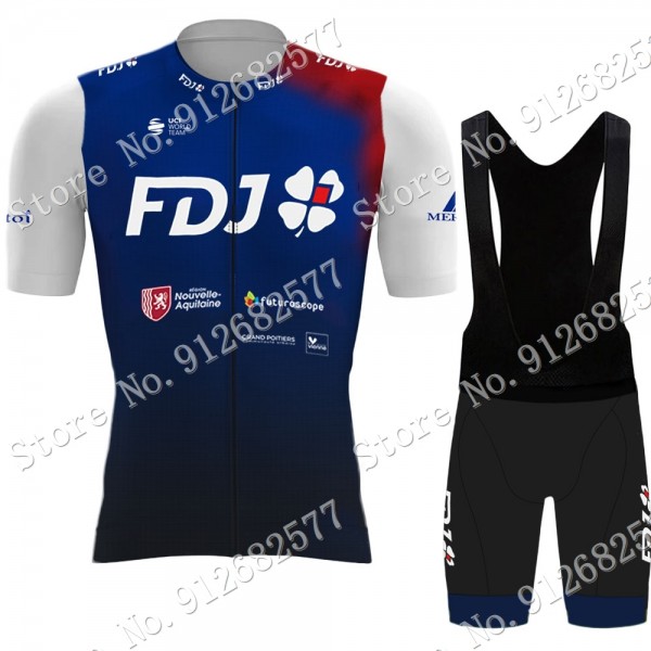 2022 Team FDJ abbigliamento Bici Completo Maglia Ciclismo Corta e Salopette zEbtW